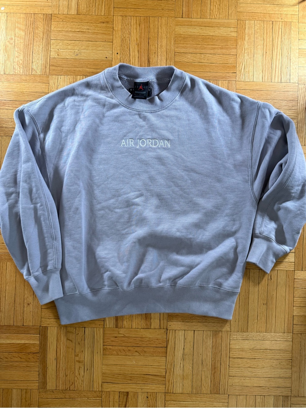 Jordan Crewneck Sweatshirt in Light Gray with Embroidered Logo